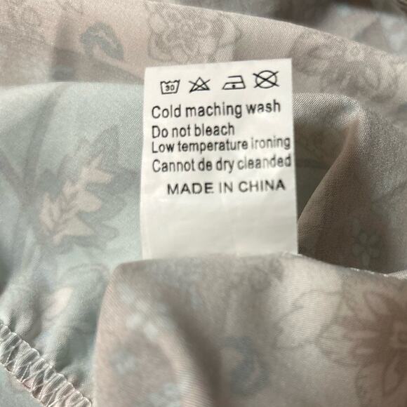 Unknown Brand Women's Light Teal Brown Long Sleeve V-Neck Boho Dress Size L - Picture 4 of 4